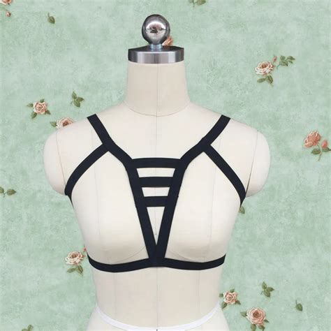 Harajuku Black Harness Bra Belt Women Fashion Lingerie Set Gothic