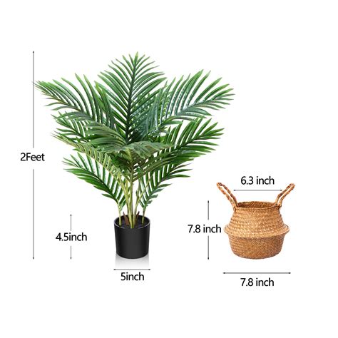 LOMANTO Fake Majesty Palm Plant 2Ft Artificial Plants For Home Decor