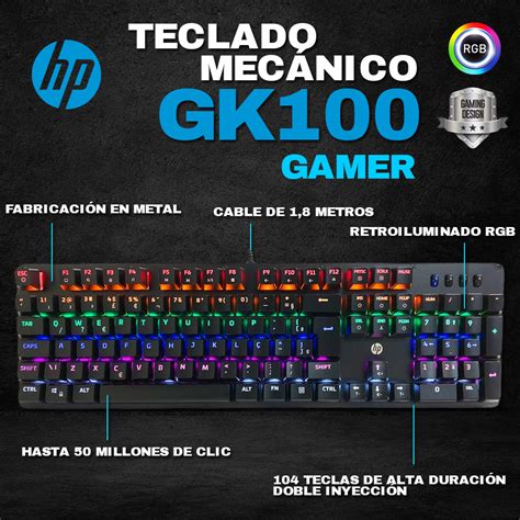 Ripley Teclado Gamer Mec Nico Hp Gk Led Rgb Qwerty Anti Ghosting