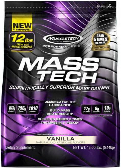 Muscletech Mass Tech Gainer Protein Powder Vanilla G Protein Lb