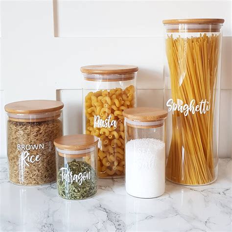 Stunning Eco Glass Jars With Bamboo Lids Pantry Goals Food Etsy Uk