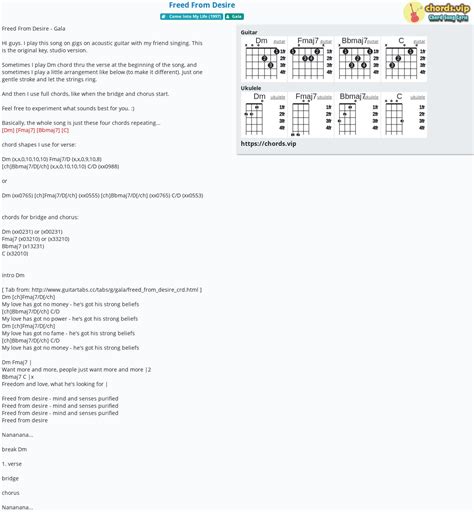 Chord Freed From Desire Tab Song Lyric Sheet Guitar Ukulele