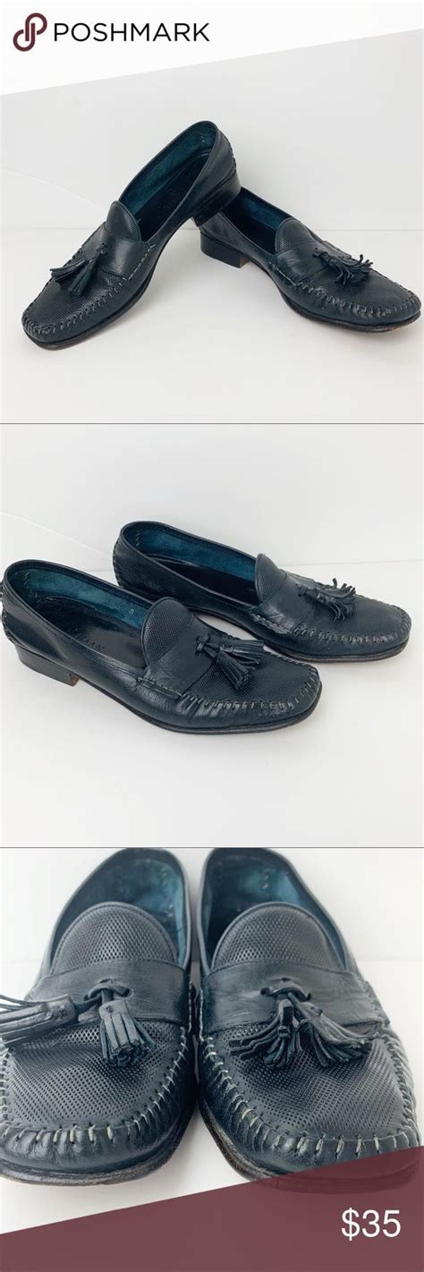 Cole Haan Black Leather Tassel Loafers Size 8 Aa