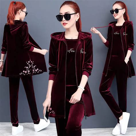 Springandautumn Three Pieces Set Hoodie Top T Shirt And Pant Tracksuit