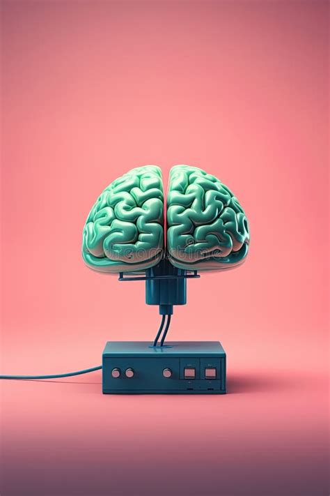 Human Brain Plugged Via Cable Artificial Intelligence And Technology