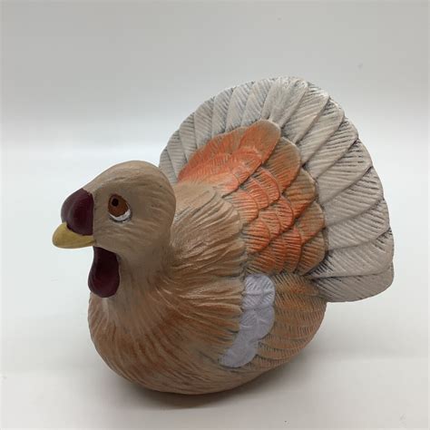 Vintage Ceramic Hobby Piece Hand Painted Turkey Figurine Etsy Belgi