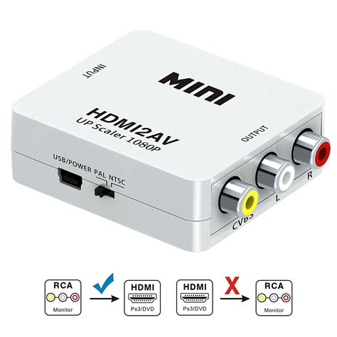 ממיר מתאם מעביר מ- HDMI ל- AV / RCA - TLV Media Center