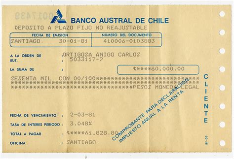 Comprobante de depósito Banco Austral de Chile SURDOC