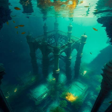 Premium Photo | Underwater lost city atlantis and its ruins