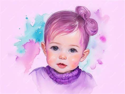 Premium Photo Watercolor Illustration Cute Baby Girl And Generated By Ai