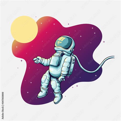 Ilustraci N Vectorial De Astronauta Flotando En El Espacio Exterior Con