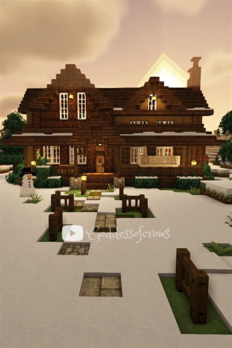 Minecraft Large Winter ️☃️ Cabin Tutorial Minecraft House Plans