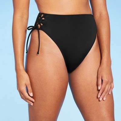 Women S Lace Up High Waist High Leg Extra Cheeky Bikini Bottom Shade