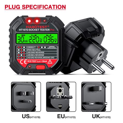 Habotest Ht Gfci Socket Tester V V Earthing Tester Electric