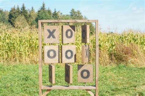 Huge Vertical Stand Of Wooden Tic Tac Toe Noughts And Crosses Game