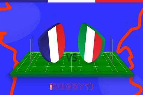 Rugby team France vs Italy on rugby field. Rugby stadium on abstract ...