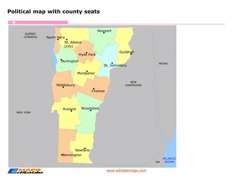 Vermont County Map Editable Powerpoint Maps