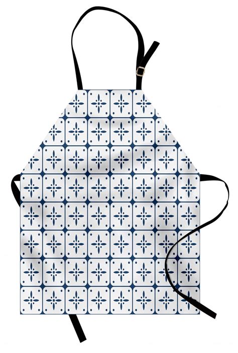 Dutch Apron Classical Holland Delft Pattern With Checkered Squares With