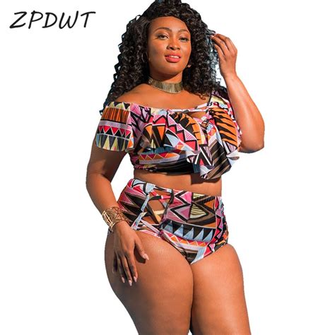 Zpdwt Plus Size Bikini Flounce Swimsuit Off Shoulder Bathing Suit Large