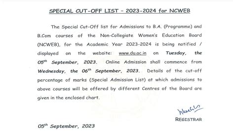 Du Ncweb Special Cut Check Ba And Bcom List Here