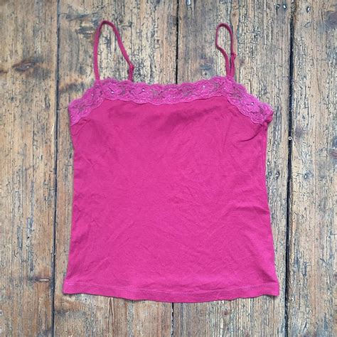 Pink Lacey Vest Top Hot Pink Tank Top Shown On An Depop