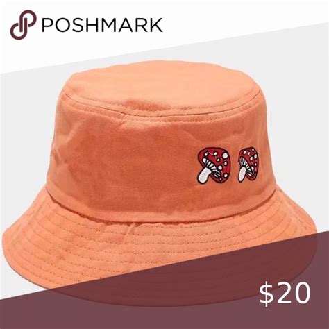 Mushroom Embroidery Bucket Hat Orange Bucket Hat Hats Bucket