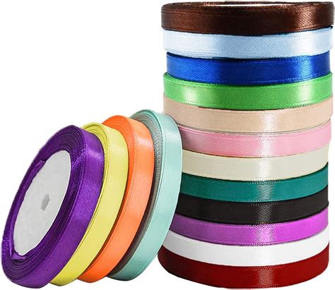 16 Rolls Fabric Ribbon Silk Satin Roll 10 Mm Wide Satin Ribbon Fabric