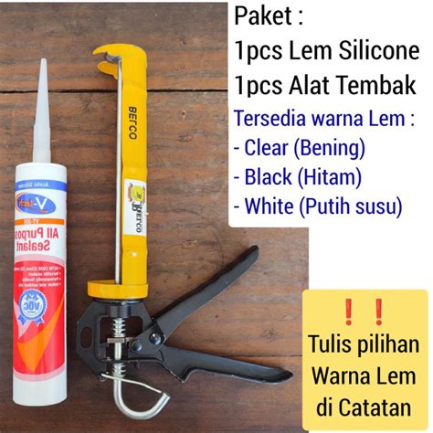 Jual Lem Silicone Sealant V Tech Alat Tembak Tempat Lem Silikon Kaca