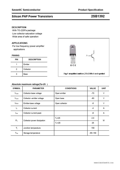 2SB1392 TRANSISTOR Datasheet PDF Distributor Stock And Price