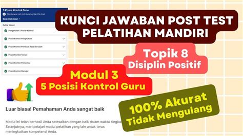 Soal Kunci Jawaban Post Test Modul Topik Disiplin Positif Dialog