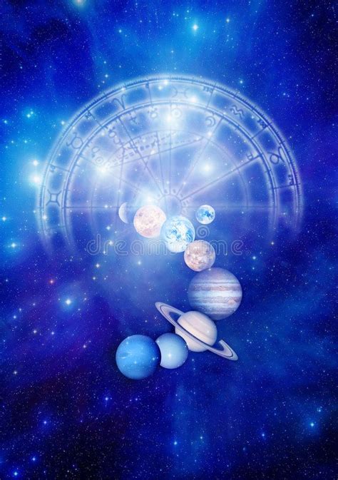 Astrology Planets With Astrological Horoscope And Starry Background