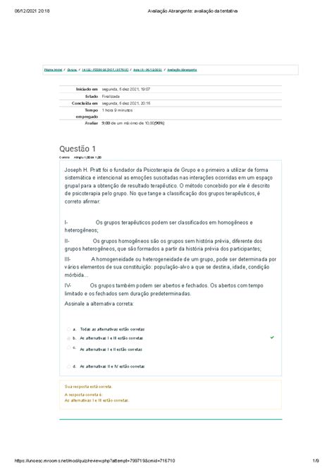 Avaliação Abrangente Questões - Página inicial/Cursos/14122 - PZO39-26
