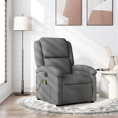 Vidaxl Fauteuil De Massage Inclinable Gris Fonc Tissu