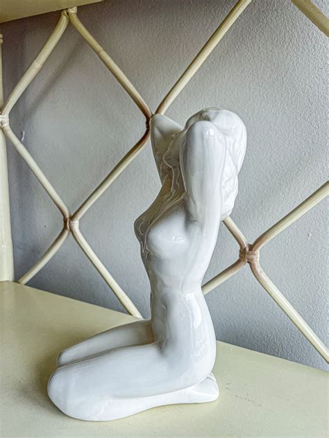 Vintage Nude Figurine Ceramic White Decor Sensual Lady Ceramic Shelf Decor Vintage Ceramic