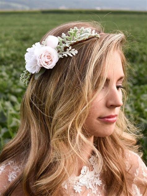 Blush Flower Crown Pale Pink And White Flower Crown Blush Wedding