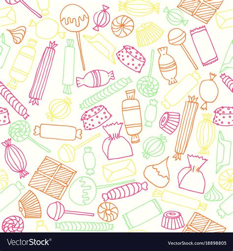 Hand Drawn Candy Seamless Pattern Royalty Free Vector Image