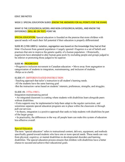 EDUC 360 Notes Easy To Understabd EDUC 360 NOTES WEEK 2 SPECIAL