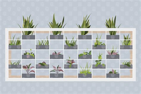 Archade Office Divider With Potted Plants Vector Drawings