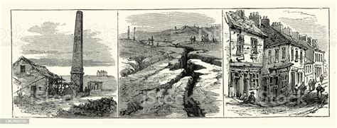 Subsidence Of Land And Buildings At The Northwich Salt Mines Cheshire England 1881 Victorian ...