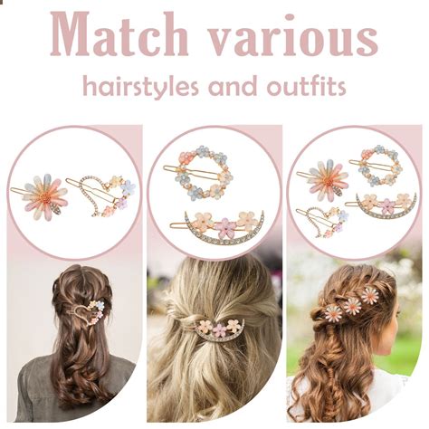 2024 3 Pack Girl Ladies Flower Hair Clips Hair Clips Cute Rhinestone ...