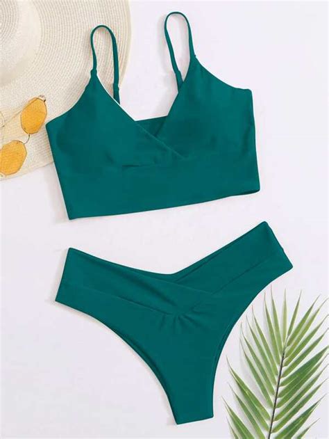 Surplice Neck Bikini Swimsuit Shein Usa