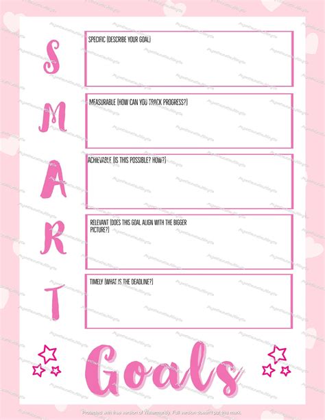 Smart Goals Worksheet Etsy