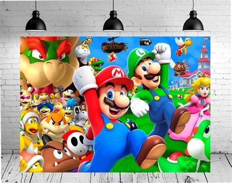 Painel De Festa Sublimado Banner Quadrado Mario Bros 02 Parcelamento