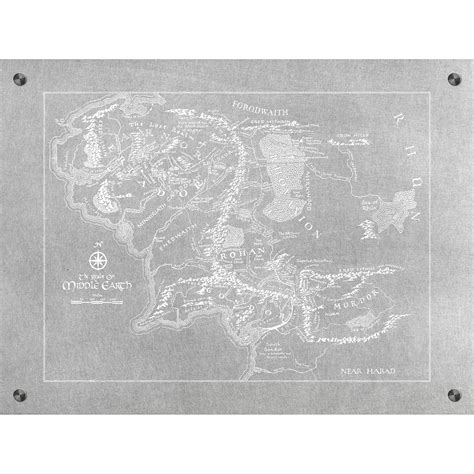 Middle Earth Map Aluminum Black Ink Sci Fi Screen Prints Touch