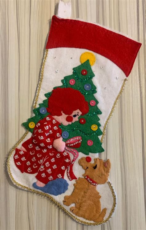 Vintage Handmade Christmas Stocking S Felt Holiday Etsy