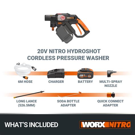 Worx Nitro Hydroshot Wg633e 20v High Flow Cordless Portable Pressure