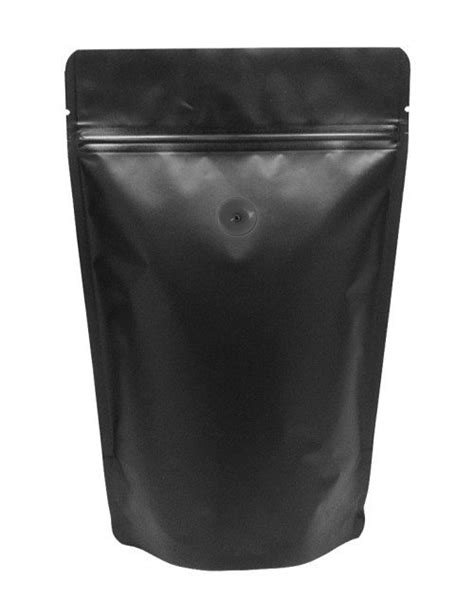 Matte Black Oz Stand Up Pouch With Valve With Mbopp Pet Alu Lldpe