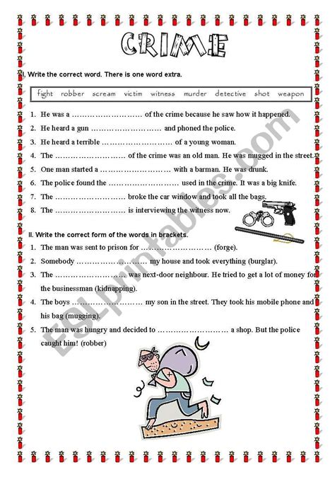 Crime Esl Worksheet By Blueel