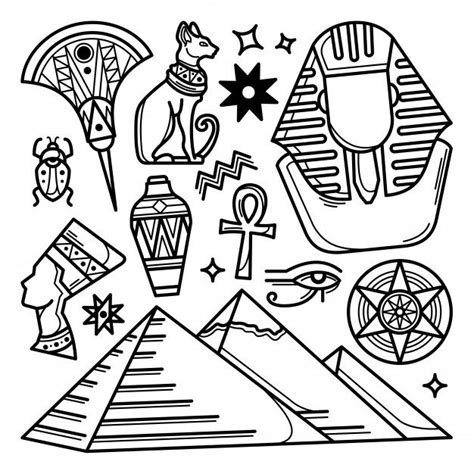 Premium Vector Hand Drawn Egypt Doodle Set Egyptian Drawings Egypt