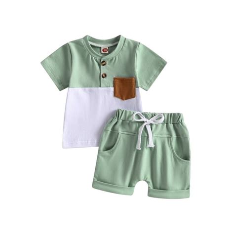 Bagilaanoe 2pcs Toddler Baby Boy Short Pants Set Patchwork Short Sleeve